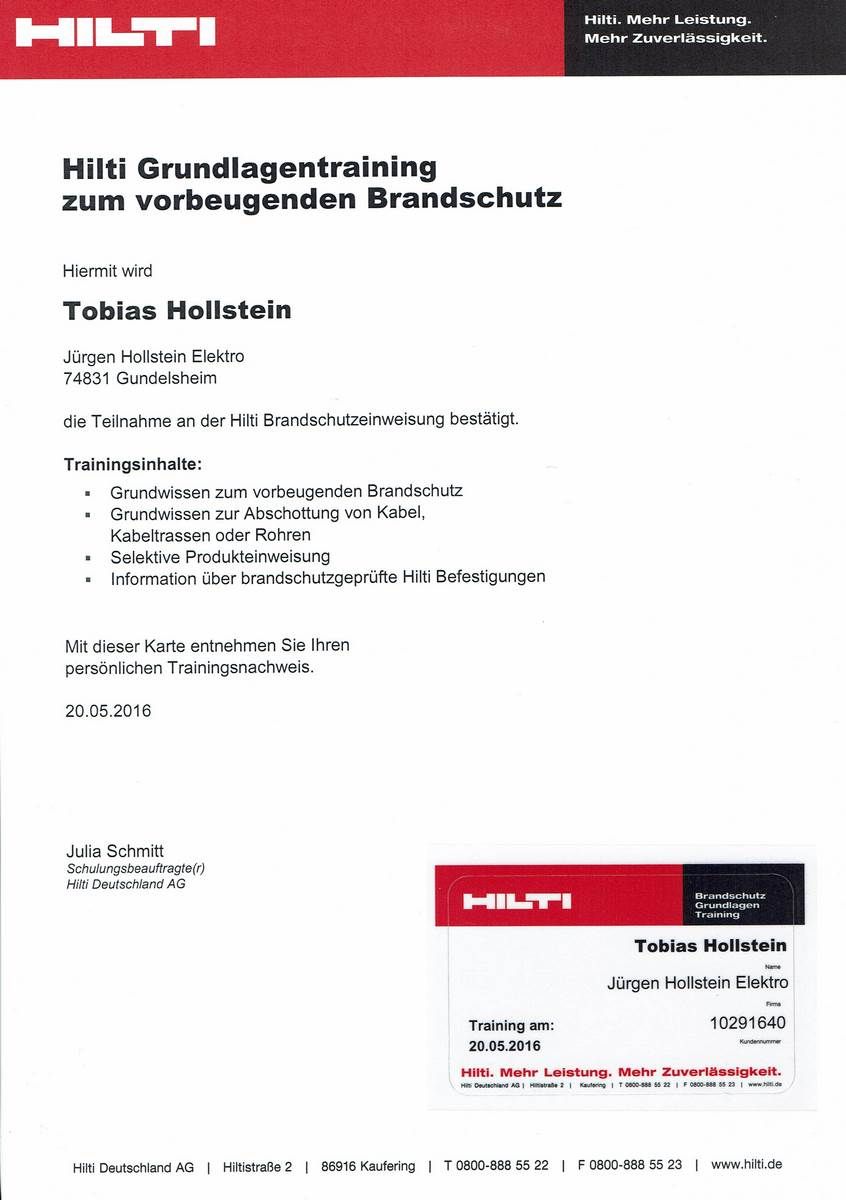 Hilti Brandschutz T-Hollstein